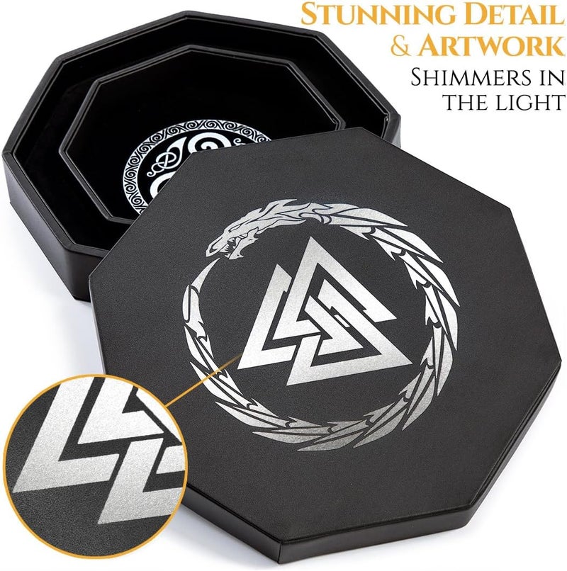 Soar Forge Dice Tray for DND and RPG - Beautiful Valknut and Dragon 9 Inch Rolling Tray Compatible with Dungeons and Dragons and Tabletop RPGs - Box Storage to Protect Dice - Image 2